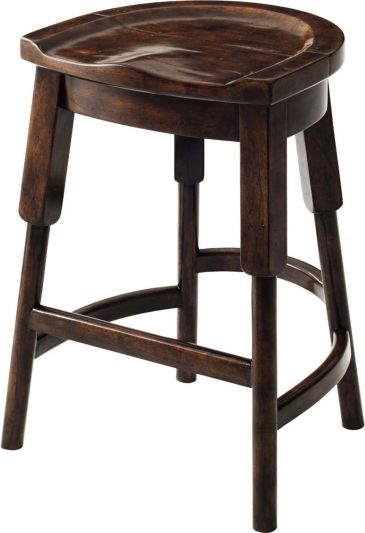 Stool THEODORE ALEXANDER French Provincial Turned Legs Shaped Saddle Seat Byron