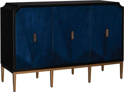 Storage Cabinet CURREY KALLISTA Dark Sapphire Antique Brass Caviar Black Blue