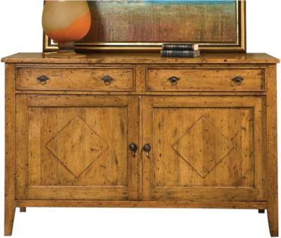 Storage Cabinet Port Eliot French Diamond Paneled 2-Doors Old European Pine Wood