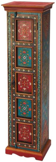 Storage Cabinet Tall Artifacts Acid Wash Distressed Meranti Hand-Painted