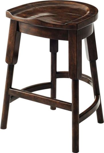 Stool THEODORE ALEXANDER French Provincial Backless Turned Legs Shaped Saddle