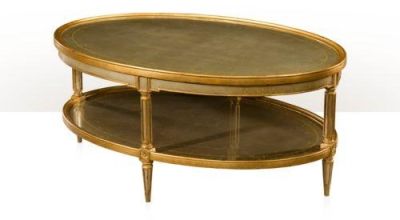 Cocktail Table THEODORE ALEXANDER Octagonal Section Supports Dished Oval Top
