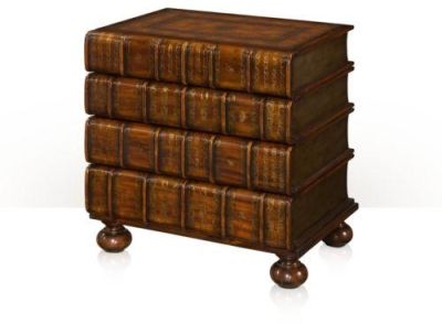 Nightstand THEODORE ALEXANDER ESSENTIAL TA Victorian Faux Book Spine Drawers
