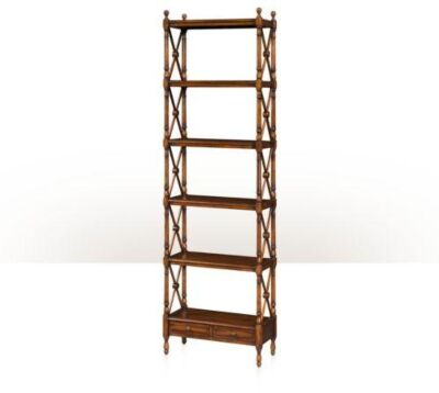 THEODORE ALEXANDER ESSENTIAL TA Etagere Regency 6-Tier X-Supports Tiered Acacia