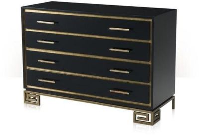 Chest of Drawers THEODORE ALEXANDER Recessed Framed Rectangular Top Painted Jet
