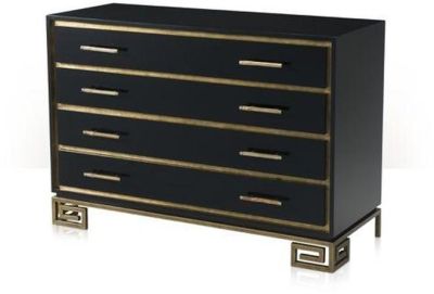 Chest of Drawers THEODORE ALEXANDER Rectangular Top Recessed Framed Painted Jet