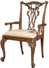 Arm Chair THEODORE ALEXANDER George III Georgian Cabriole Legs Pierced Vase