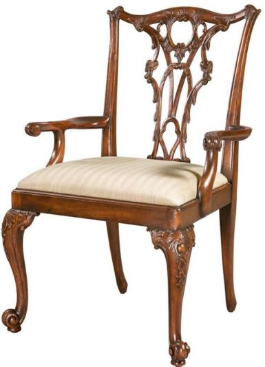 Arm Chair THEODORE ALEXANDER George III Georgian Cabriole Legs Pierced Vase