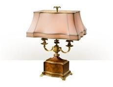 Table Lamp THEODORE ALEXANDER Louis XVI French Shaped Base Twin Light Arms