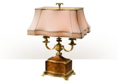 Table Lamp THEODORE ALEXANDER Louis XVI French Shaped Base Twin Light Arms