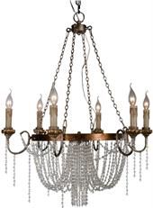 Chandelier Valentina Terracotta Lighting 6-Light Aged Gold Iron Crystal Swags