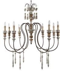 Chandelier Carlotta Terracotta Lighting 8-Light Wood Iron Bronze Pendants
