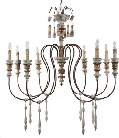 Chandelier Carlotta Terracotta Lighting 8-Light Wood Iron Bronze Pendants