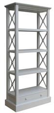 Bookcase TRADE WINDS Traditional Antique Cross Bar Gray Paint Painted Mahogany