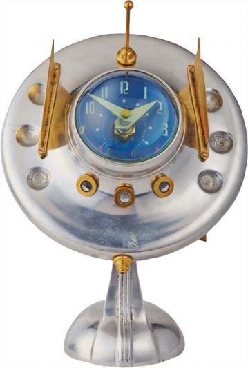 Table Clock Mantel Oofo Mid-Century Space Age 1950s Sci-Fi Comics