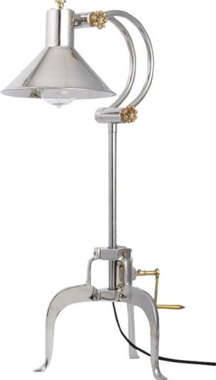 Table Lamp Berlin Industrial Einstein Adjustable Tripod Shiny Nickel Brass Metal