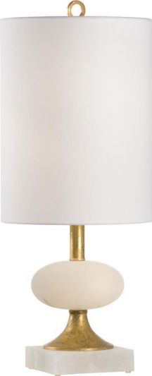 Table Lamp CHARLOTTE 1-Light Natural White Off-White Shade Antique Gold Leaf