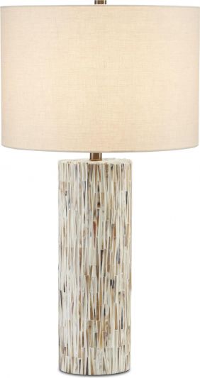 Table Lamp CURREY AQUILA Cylindrical Body Drum Shade 1-Light Antique Brass