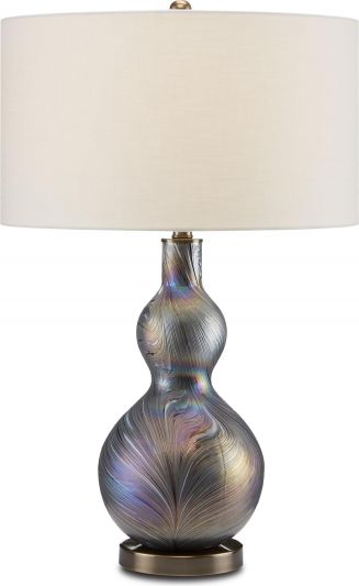Table Lamp CURREY TEDDIE 1-Light Antique Brass Multi-Color Silver Cord