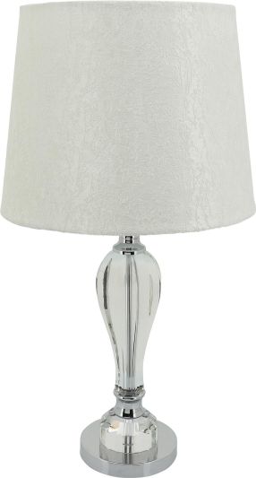 Table Lamp Contemporary Drum Shade 1-Light Clear Silver Crystal Iron Polyester