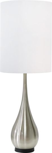 Table Lamp Contemporary Teardrop Drum Shade 1-Light White Silver Metal