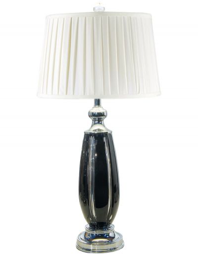 Table Lamp DALE TIFFANY BLACKLINE Pleated Shade 1-Light Polished Chrome Black