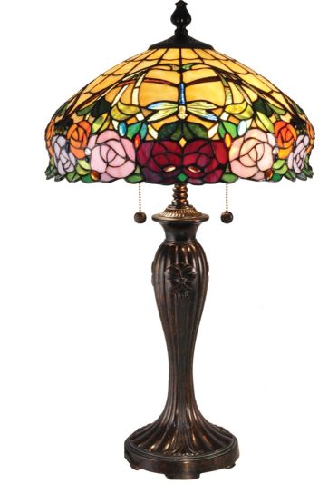 Table Lamp DALE TIFFANY ZENIA ROSE 2-Light Fieldstone Stone Resin Hand-Rolled