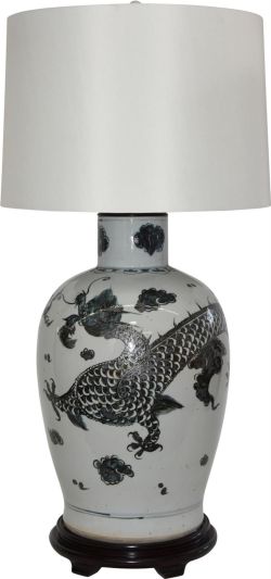 Table Lamp Dragon Baluster Vase Shape May Vary Variable Size White Blue Colors
