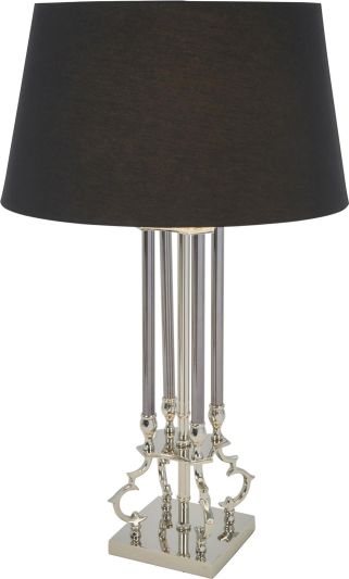 Table Lamp GLAM Modern Contemporary Empire Shade 4-Column Column Silver Black