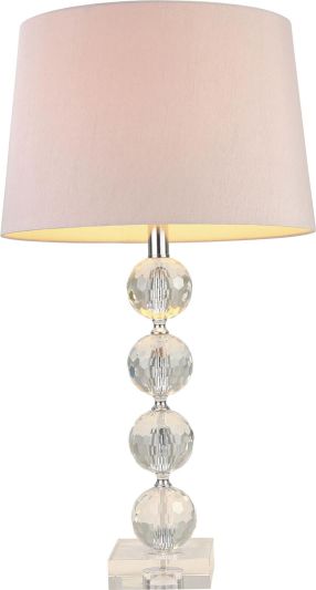 Table Lamp GLAM Modern Contemporary Stacked Orb Drum Shade 1-Light Clear Gray