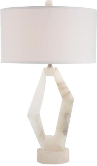 Table Lamp JOHN-RICHARD Abstract Round Shade White Man-Made Silk Alabaster