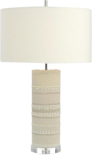 Table Lamp JOHN-RICHARD Round Shade Column Off-White Nickel-Plated White