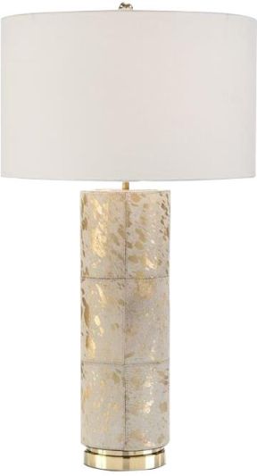 Table Lamp JOHN-RICHARD Round Shade Column Off-White Polished Brass Gold White