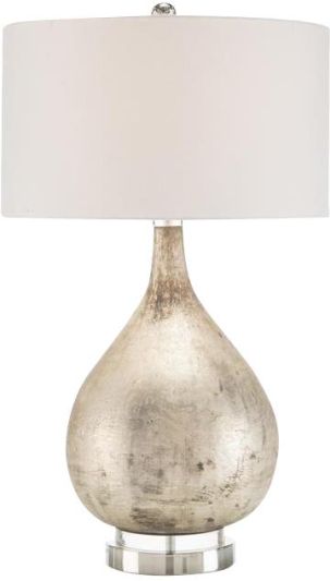 Table Lamp JOHN-RICHARD Round Shade Clear White Weathered Silver Cotton Glass