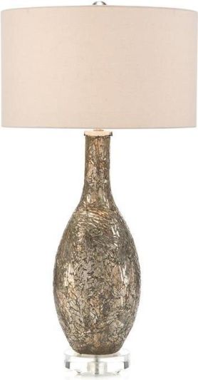 Table Lamp JOHN-RICHARD Round Shade Light Oat Silver Gold Bronze Man-Made Linen