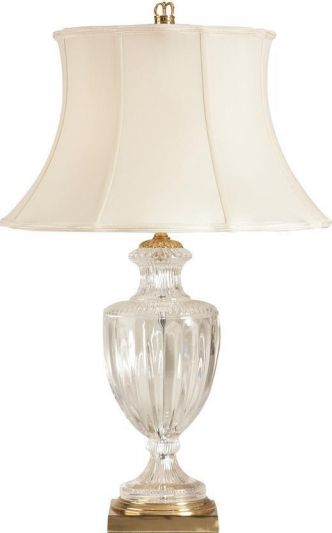 Table Lamp Urn 1-Light Polished Off-White Shiny Shade Clear Stainless Steel