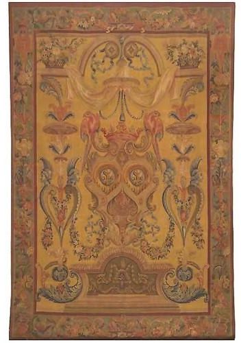 Tapestry Aubusson Feather Flourishes Feathers 72x108 108x72 Maroon Red With
