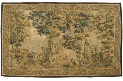 Tapestry Aubusson Unicorn 98x63 63x98 Gold Black Hand-Woven