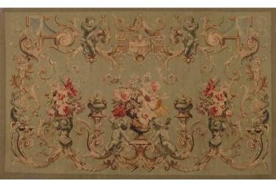 Tapestry Aubusson Urns 48x72 72x48 Gold With Backing and Rod Pocket