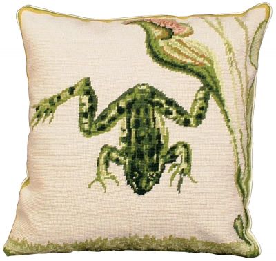Throw Pillow Needlepoint Mark Catesby Water Frog History Carolina Florida