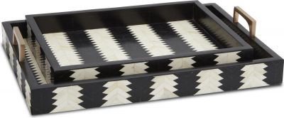 Tray CURREY ARROW Modern Contemporary White Natural Brass Black Hammered Pine