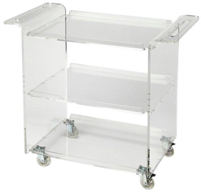 Trolley Server Bar Cart Contemporary Clear Acrylic Hand-Crafted