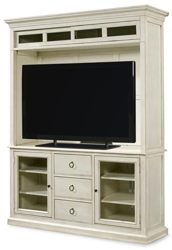 Entertainment Console with Hutch Center Media UNIVERSAL SUMMER HILL Cotton