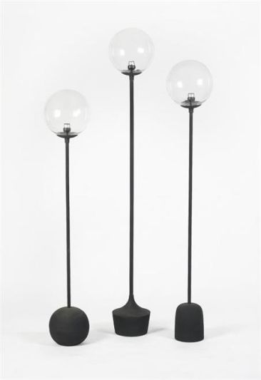 Floor Lamp CANNON Rustic Sphere Orb 1-Light Clear Glass Mild Steel 60W