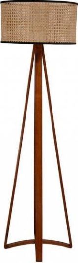 Floor Lamp NOVA Mid-Century Modern Mild Tone Natural Recycled Wood Hand-Woven