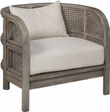 Nest Chair Lounge Natural Weathered Gray Linen Hand-Knotted Cane Plantation