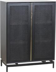 Storage Cabinet LOUISIANA Small Ebony Black Brass-Plated Plantation-Grown