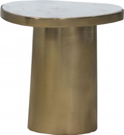 Side Table Kidney Electroplated Banswara Marble Mild Steel Plated