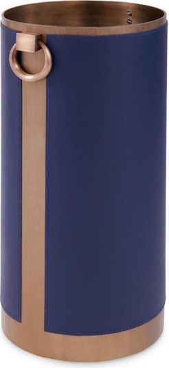 Umbrella Stand BUNGALOW 5 NOAH Recessed Base Antique Brass Accents Navy Blue