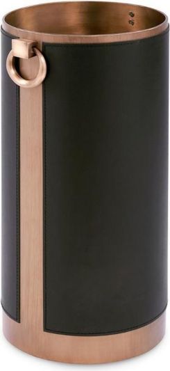 Umbrella Stand BUNGALOW 5 NOAH Recessed Base Black Antique Brass Accents Metal